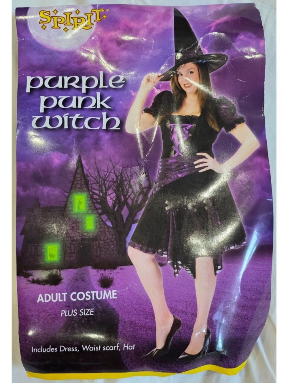 PURPLE PUNK WITCH Halloween Costume dress scarf hat Adult Womens Plus Size 24W
